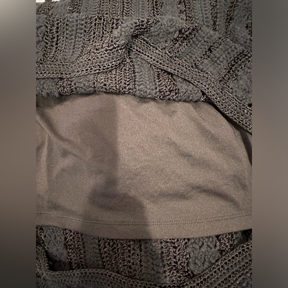 KAREN MILLEN Black Boho Style Crochet Scoop Nick Mini Dress Size Small - Picture 10 of 10